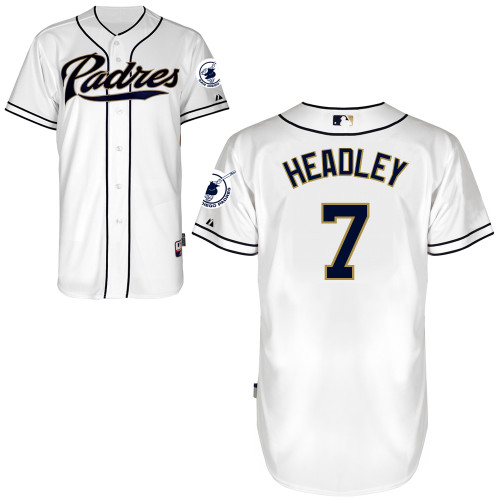 Chase Headley #7 MLB Jersey-San Diego Padres Men's Authentic Home White Cool Base Baseball Jersey